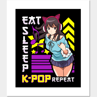 Eat Sleep K-Pop Repeat KPop Kawaii Korean Music Posters and Art